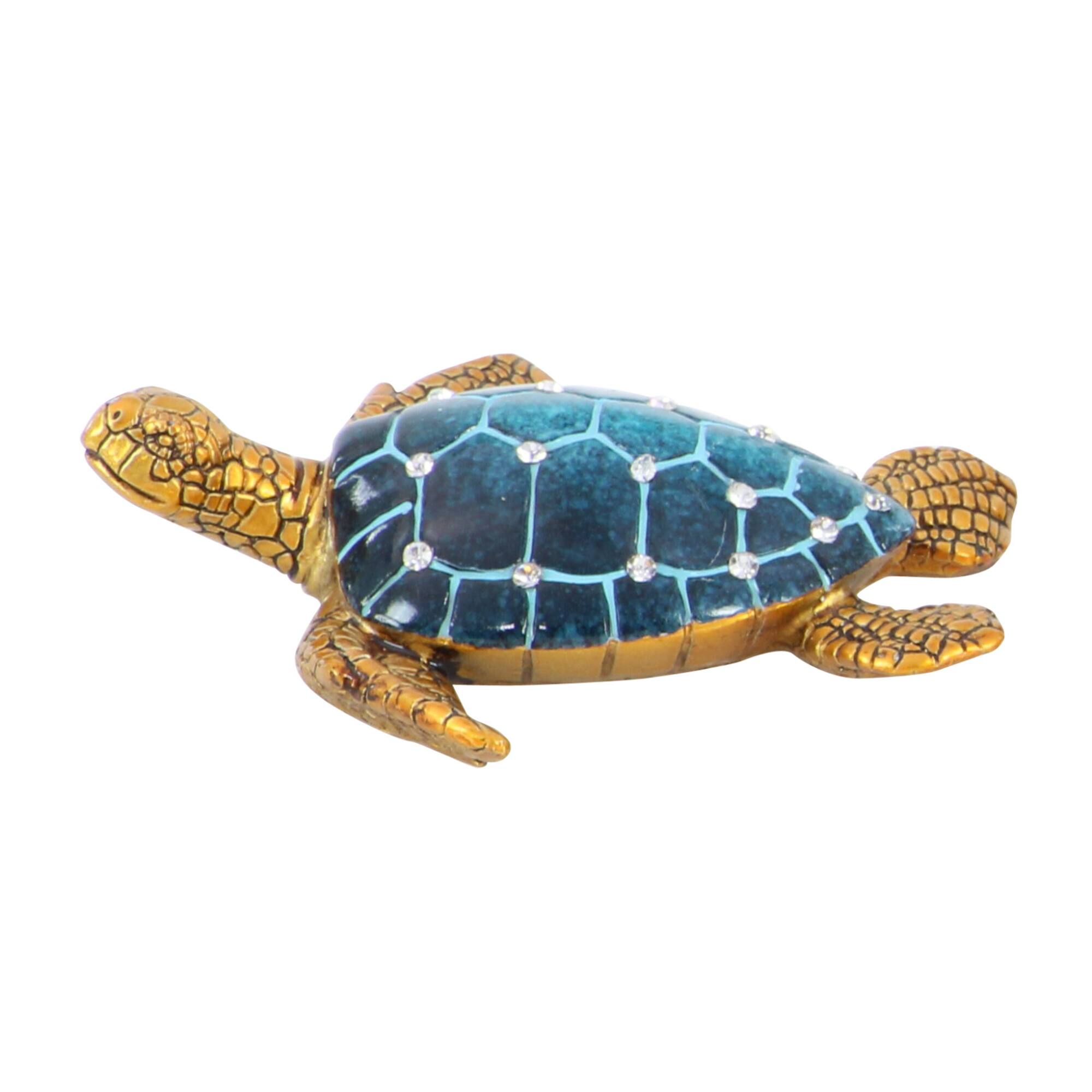 5" Brown Polystone Coastal Turtle Sculpture Set